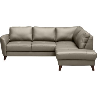 Canapé d'angle convertible en cuir italien de luxe 5 places FIGARI avec coffre, taupe, angle droit (vu de face)