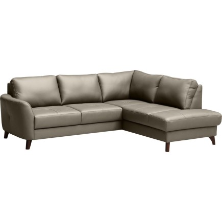 Canapé d'angle convertible en cuir italien de luxe 5 places FIGARI avec coffre, taupe, angle droit (vu de face)