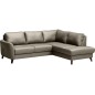 Canapé d'angle convertible en cuir italien de luxe 5 places FIGARI avec coffre, taupe, angle droit (vu de face)