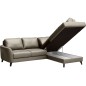 Canapé d'angle convertible en cuir italien de luxe 5 places FIGARI avec coffre, taupe, angle droit (vu de face)