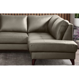 Canapé d'angle convertible en cuir italien de luxe 5 places FIGARI avec coffre, taupe, angle droit (vu de face)