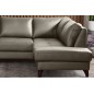 Canapé d'angle convertible en cuir italien de luxe 5 places FIGARI avec coffre, taupe, angle droit (vu de face)