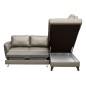 Canapé d'angle convertible en cuir italien de luxe 5 places FIGARI avec coffre, taupe, angle droit (vu de face)