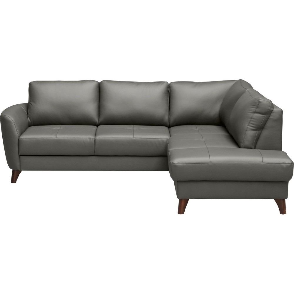 Canapé d'angle convertible en cuir italien de luxe 5 places FIGARI avec coffre, gris foncé, angle droit (vu de face) Canapé d'angle convertible en cuir italien de luxe 5 places FIGARI avec coffre, gris foncé, angle droit (vu de face)