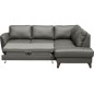 Canapé d'angle convertible en cuir italien de luxe 5 places FIGARI avec coffre, gris foncé, angle droit (vu de face) Canapé d'angle convertible en cuir italien de luxe 5 places FIGARI avec coffre, gris foncé, angle droit (vu de face)