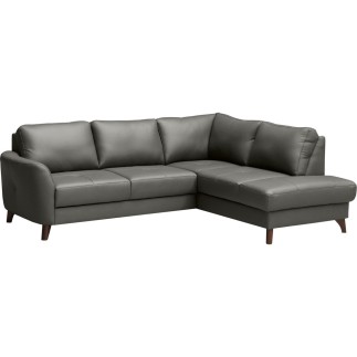 Canapé d'angle convertible en cuir italien de luxe 5 places FIGARI avec coffre, gris foncé, angle droit (vu de face)