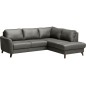 Canapé d'angle convertible en cuir italien de luxe 5 places FIGARI avec coffre, gris foncé, angle droit (vu de face) Canapé d'angle convertible en cuir italien de luxe 5 places FIGARI avec coffre, gris foncé, angle droit (vu de face)