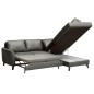 Canapé d'angle convertible en cuir italien de luxe 5 places FIGARI avec coffre, gris foncé, angle droit (vu de face) Canapé d'angle convertible en cuir italien de luxe 5 places FIGARI avec coffre, gris foncé, angle droit (vu de face)