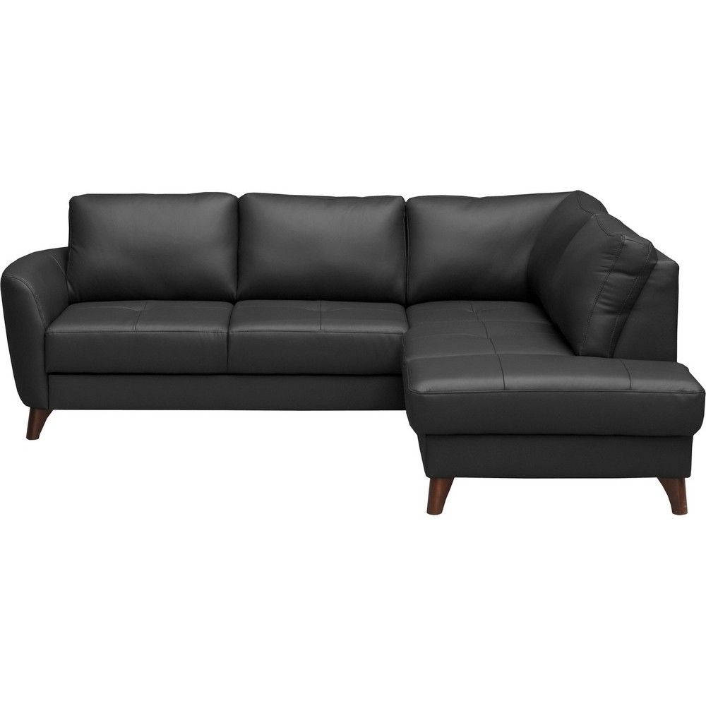 Canapé d'angle convertible en cuir italien de luxe 5 places FIGARI avec coffre, noir, angle droit (vu de face) Canapé d'angle convertible en cuir italien de luxe 5 places FIGARI avec coffre, noir, angle droit (vu de face)
