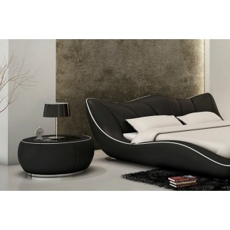 Lit en cuir italien de luxe LUXEN, noir, 180x200