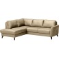 - Canapé d'angle convertible en cuir italien de luxe 5 places FIGARI avec coffre, beige, angle gauche (vu de face) - Canapé d'angle convertible en cuir italien de luxe 5 places FIGARI avec coffre, beige, angle gauche (vu de face)