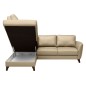- Canapé d'angle convertible en cuir italien de luxe 5 places FIGARI avec coffre, beige, angle gauche (vu de face) - Canapé d'angle convertible en cuir italien de luxe 5 places FIGARI avec coffre, beige, angle gauche (vu de face)