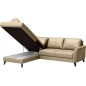 - Canapé d'angle convertible en cuir italien de luxe 5 places FIGARI avec coffre, beige, angle gauche (vu de face) - Canapé d'angle convertible en cuir italien de luxe 5 places FIGARI avec coffre, beige, angle gauche (vu de face)