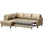 - Canapé d'angle convertible en cuir italien de luxe 5 places FIGARI avec coffre, beige, angle gauche (vu de face) - Canapé d'angle convertible en cuir italien de luxe 5 places FIGARI avec coffre, beige, angle gauche (vu de face)
