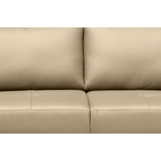 - Canapé d'angle convertible en cuir italien de luxe 5 places FIGARI avec coffre, beige, angle gauche (vu de face)