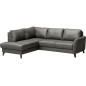 - Canapé d'angle convertible en cuir italien de luxe 5 places FIGARI avec coffre, gris foncé, angle gauche (vu de face) - Canapé d'angle convertible en cuir italien de luxe 5 places FIGARI avec coffre, gris foncé, angle gauche (vu de face)