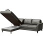 - Canapé d'angle convertible en cuir italien de luxe 5 places FIGARI avec coffre, gris foncé, angle gauche (vu de face) - Canapé d'angle convertible en cuir italien de luxe 5 places FIGARI avec coffre, gris foncé, angle gauche (vu de face)