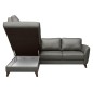 - Canapé d'angle convertible en cuir italien de luxe 5 places FIGARI avec coffre, gris foncé, angle gauche (vu de face) - Canapé d'angle convertible en cuir italien de luxe 5 places FIGARI avec coffre, gris foncé, angle gauche (vu de face)