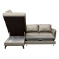 Canapé d'angle convertible en cuir italien de luxe 5 places FIGARI avec coffre, taupe, angle gauche (vu de face)