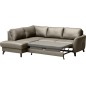Canapé d'angle convertible en cuir italien de luxe 5 places FIGARI avec coffre, taupe, angle gauche (vu de face)