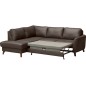 Canapé d'angle convertible en cuir italien de luxe 5 places FIGARI avec coffre, chocolat, angle gauche (vu de face) Canapé d'angle convertible en cuir italien de luxe 5 places FIGARI avec coffre, chocolat, angle gauche (vu de face)