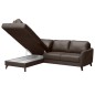 Canapé d'angle convertible en cuir italien de luxe 5 places FIGARI avec coffre, chocolat, angle gauche (vu de face) Canapé d'angle convertible en cuir italien de luxe 5 places FIGARI avec coffre, chocolat, angle gauche (vu de face)