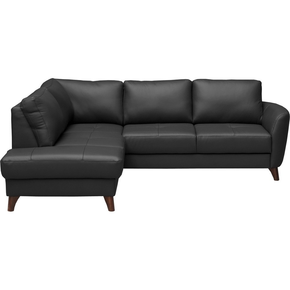 Canapé d'angle convertible en cuir italien de luxe 5 places FIGARI avec coffre, noir, angle gauche (vu de face) Canapé d'angle convertible en cuir italien de luxe 5 places FIGARI avec coffre, noir, angle gauche (vu de face)