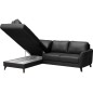 Canapé d'angle convertible en cuir italien de luxe 5 places FIGARI avec coffre, noir, angle gauche (vu de face) Canapé d'angle convertible en cuir italien de luxe 5 places FIGARI avec coffre, noir, angle gauche (vu de face)