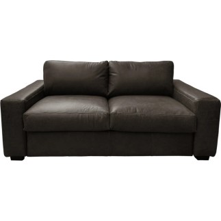Canapé 3 places convertible en 100% tout cuir italien de luxe, chocolat, CLARK