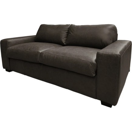 Canapé 3 places convertible en 100% tout cuir italien de luxe, chocolat, CLARK