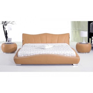 Lit en cuir italien de luxe LUXEN, beige