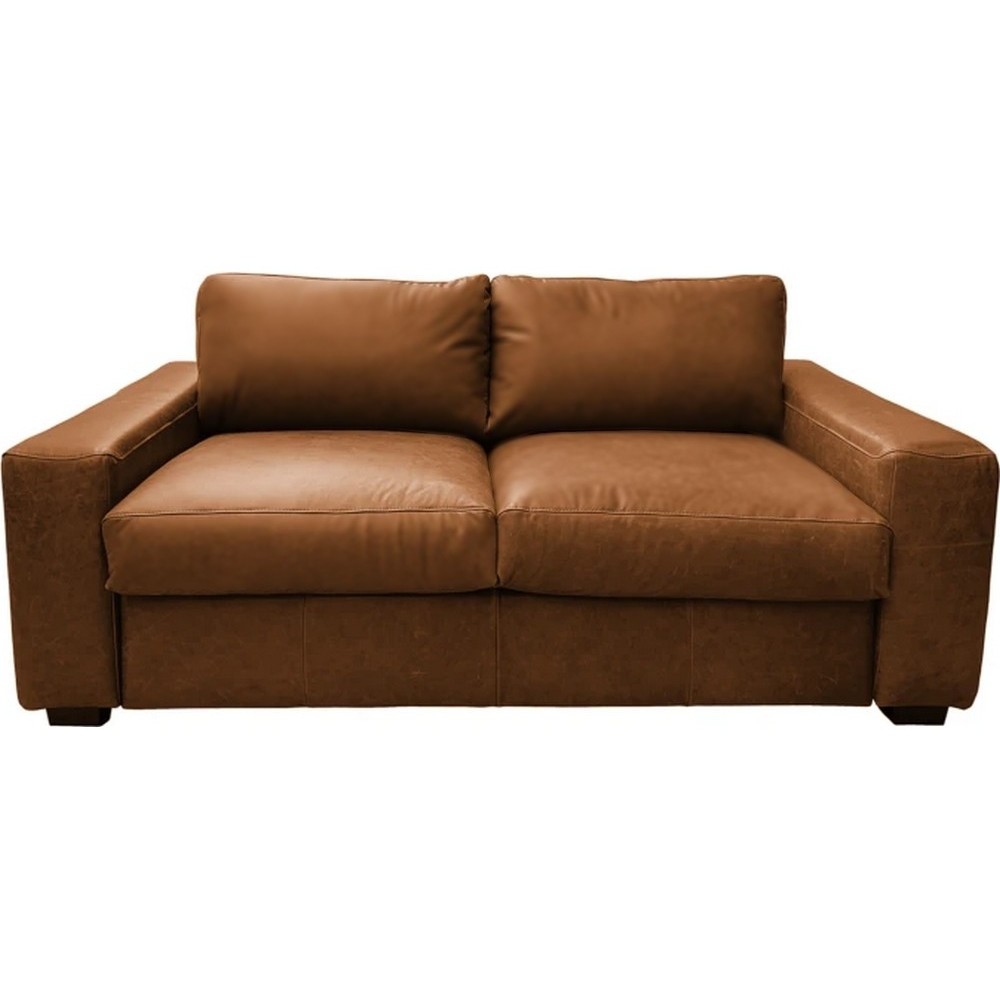 Canapé 3 places convertible en 100% tout cuir italien de luxe, marron, CLARK Canapé 3 places convertible en 100% tout cuir italien de luxe, marron, CLARK