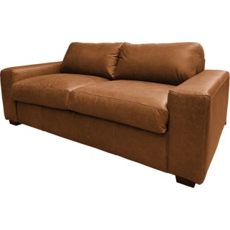 Canapé 3 places convertible en 100% tout cuir italien de luxe, marron, CLARK