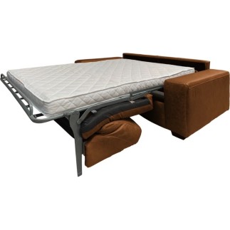 Canapé 3 places convertible en 100% tout cuir italien de luxe, marron, CLARK