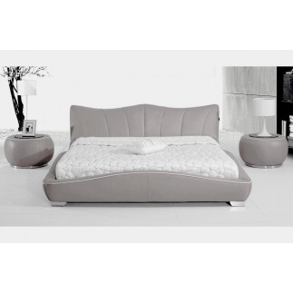 Lit en cuir italien de luxe LUXEN, gris clair
