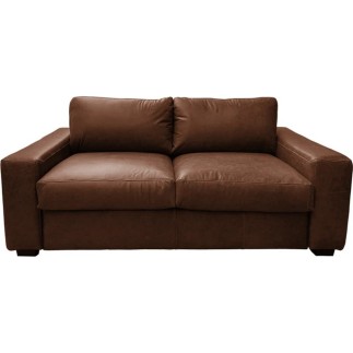 Canapé 3 places convertible en 100% tout cuir italien de luxe, marron foncé, CLARK