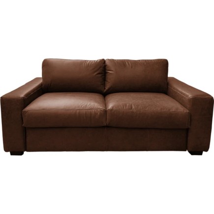 Canapé 3 places convertible en 100% tout cuir italien de luxe, marron foncé, CLARK