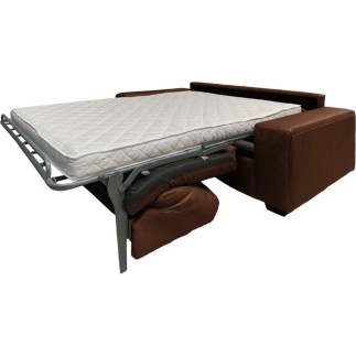 Canapé 3 places convertible en 100% tout cuir italien de luxe, marron foncé, CLARK