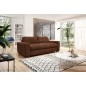 Canapé 3 places convertible en 100% tout cuir italien de luxe, marron foncé, CLARK
