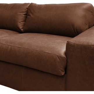 Canapé 3 places convertible en 100% tout cuir italien de luxe, marron foncé, CLARK