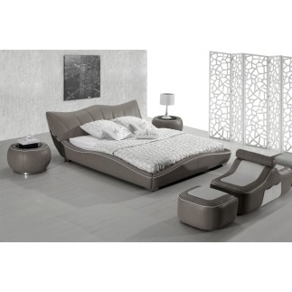 Lit en cuir italien de luxe LUXEN, gris clair, 140x190