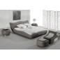 Lit en cuir italien de luxe LUXEN, gris clair, 140x190 Lit en cuir italien de luxe LUXEN, gris clair, 140x190