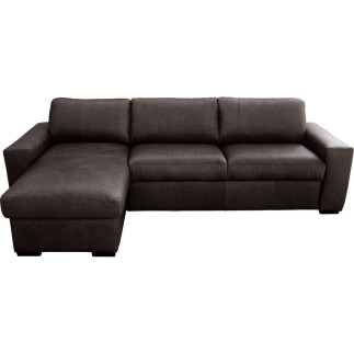 Canapé d'angle en 100% tout cuir italien de luxe 5 places, chocolat, angle gauche, CLAUDIO