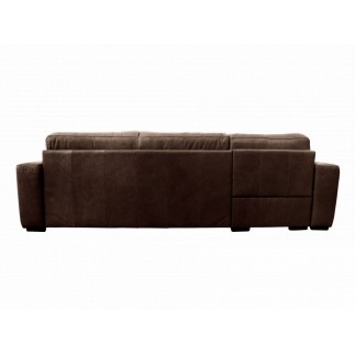Canapé d'angle en 100% tout cuir italien de luxe 5 places, chocolat, angle gauche, CLAUDIO