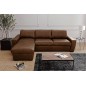 - Canapé d'angle en 100% tout cuir italien de luxe 5 places, marron foncé, angle gauche - CLAUDIO - Canapé d'angle en 100% tout cuir italien de luxe 5 places, marron foncé, angle gauche - CLAUDIO