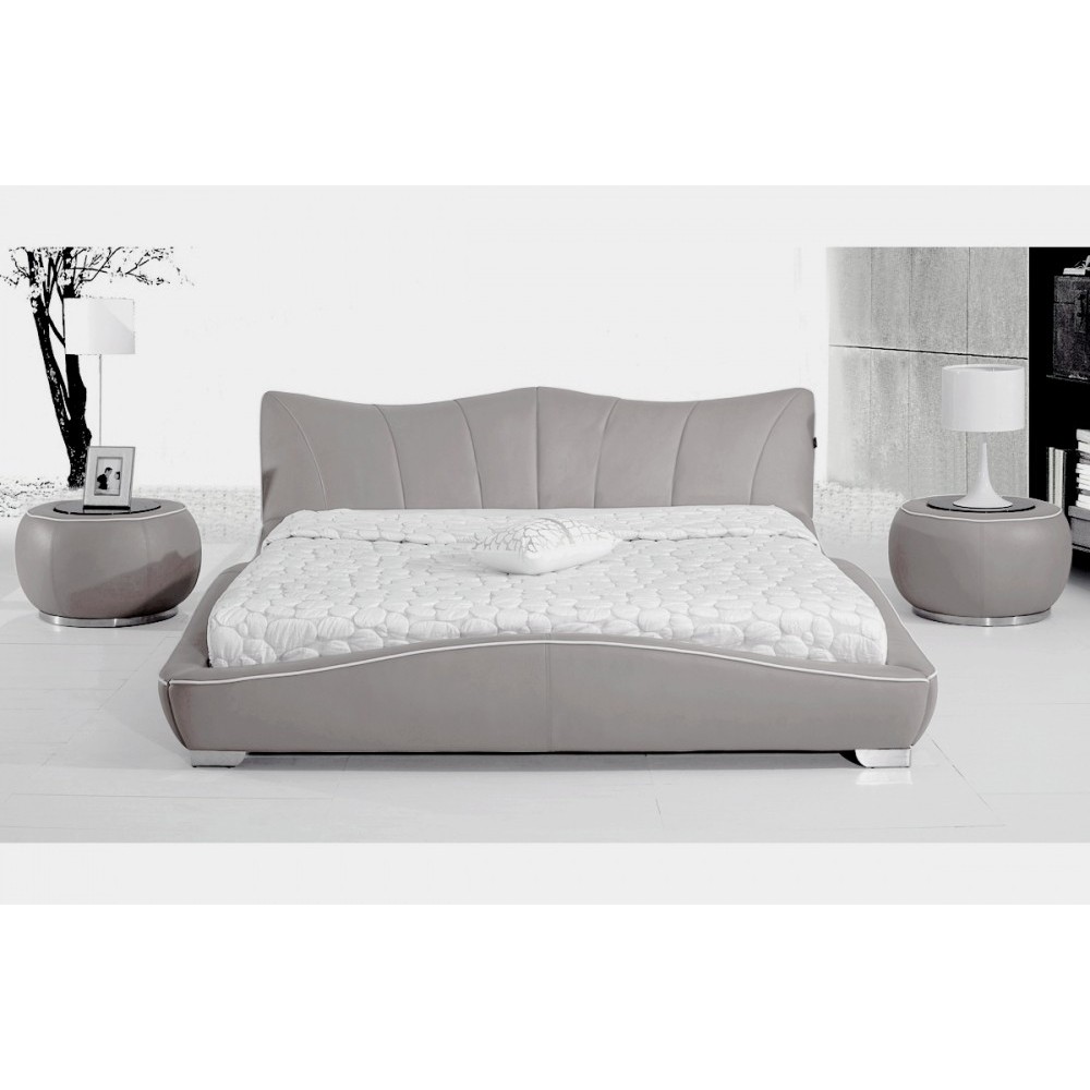 Lit en cuir italien de luxe LUXEN, gris clair, 160x200 Lit en cuir italien de luxe LUXEN, gris clair, 160x200