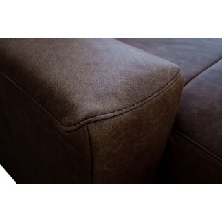 Canapé d'angle en 100% tout cuir italien de luxe 5 places, chocolat, angle droit, CLAUDIO