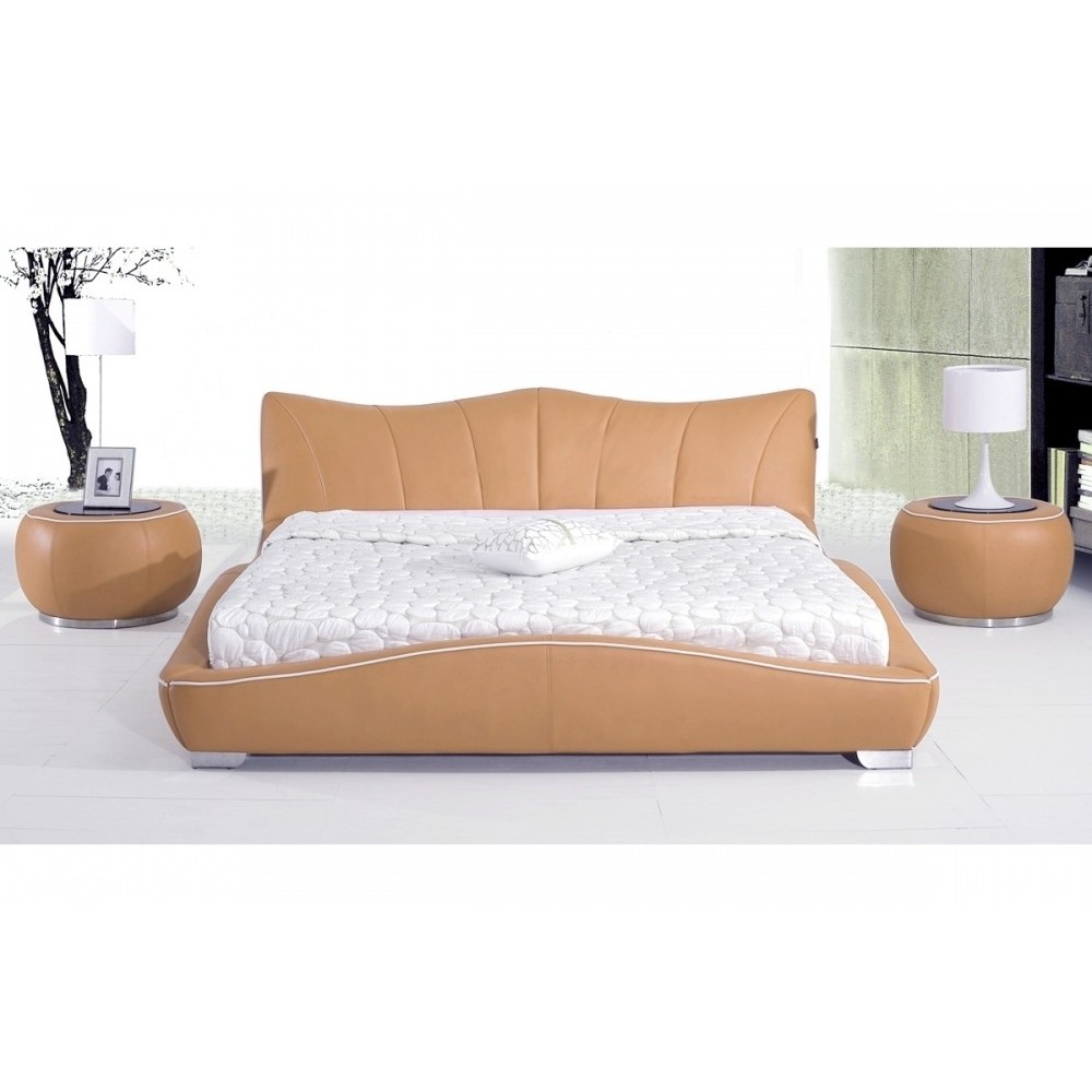Lit en cuir italien de luxe LUXEN, beige, 180x200 Lit en cuir italien de luxe LUXEN, beige, 180x200