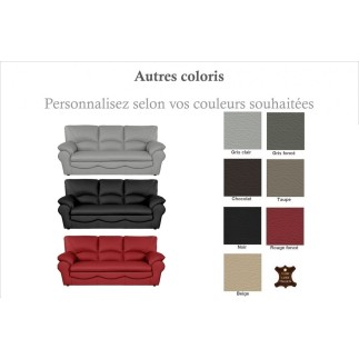 1er paiement de la commande: Canapé 3 places en 100% tout cuir italien vachette osatis, chocolat, 6x sans frais, total de la com