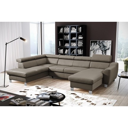 1er paiement de la commande: canapé d'angle en cuir italien de luxe 7/8 places astonia, taupe, angle gauche , 6x sans frais, tot